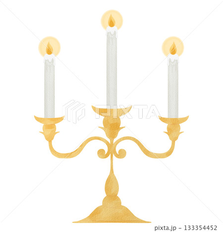 アンティーク風キャンドルスタンドの水彩イラスト  133354452