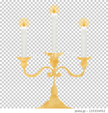 アンティーク風キャンドルスタンドの水彩イラスト  133354452