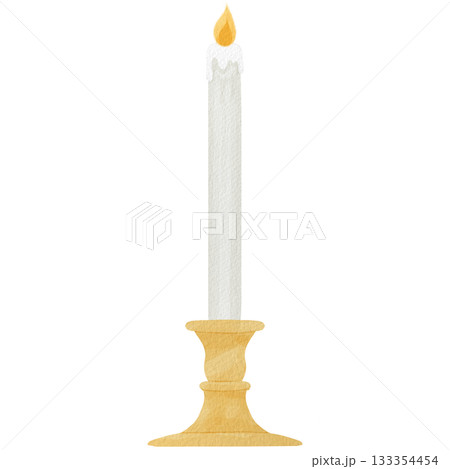 アンティーク風キャンドルスタンドの水彩イラスト  133354454