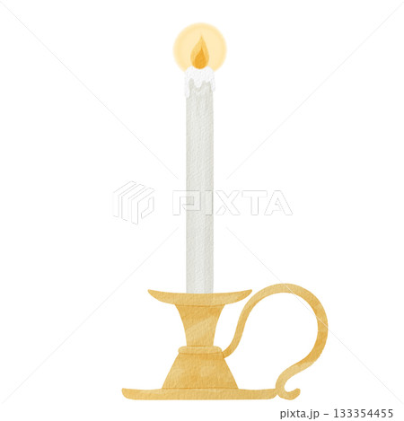 アンティーク風キャンドルスタンドの水彩イラスト  133354455