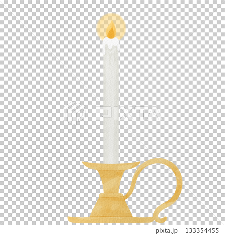 Watercolor illustration of an antique candle stand 133354455