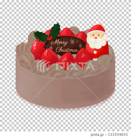 いちごのクリスマスチョコケーキのイラスト 133354633