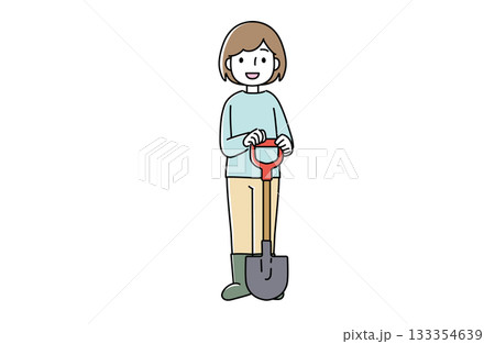 スコップをもった女性のイラスト 133354639