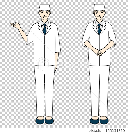 丁寧に案内する和食料理人の男性 丁寧に案内する和食料理人の男性 133355230