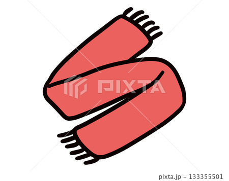赤いシンプルなマフラーの手書きのイラスト 133355501