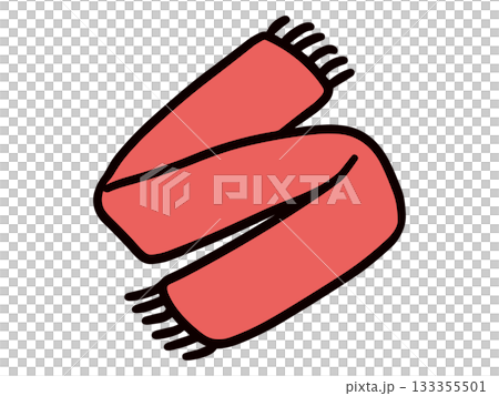 赤いシンプルなマフラーの手書きのイラスト 133355501