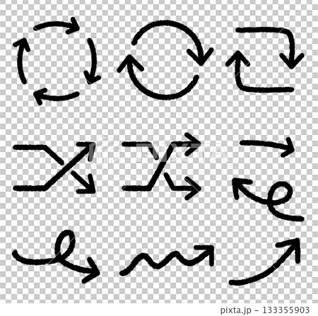 Handwritten arrow set drawn with thick magic marker 133355903