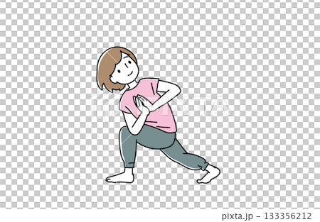 胸の前で手を合わせてヨガのポーズをする女性のイラスト 133356212