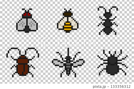 8-bit pixel art insect set 133356312