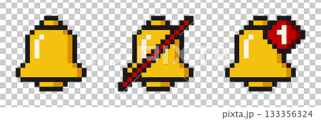 8-bit pixel art set of alarm icons 133356324