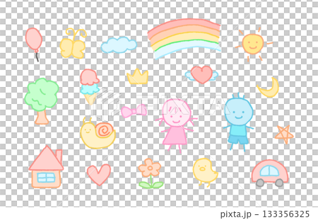 cute doodle illustration set 133356325