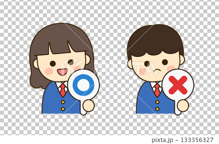 boy and girl student holding ox sign 133356327