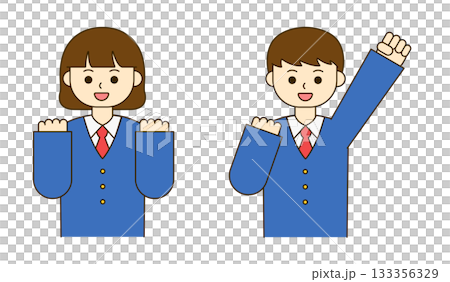 illustration of boy and girl students upper body 133356329