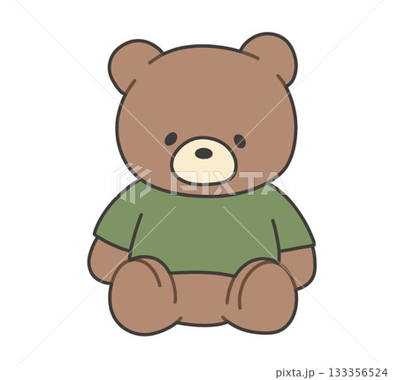 緑Tシャツのクマのぬいぐるみのイラスト 緑Tシャツのクマのぬいぐるみのイラスト 133356524