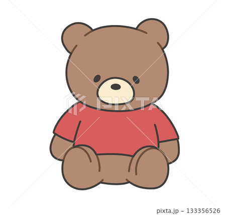 赤Tシャツのクマのぬいぐるみのイラスト 赤Tシャツのクマのぬいぐるみのイラスト 133356526