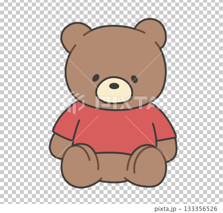 赤Tシャツのクマのぬいぐるみのイラスト 赤Tシャツのクマのぬいぐるみのイラスト 133356526