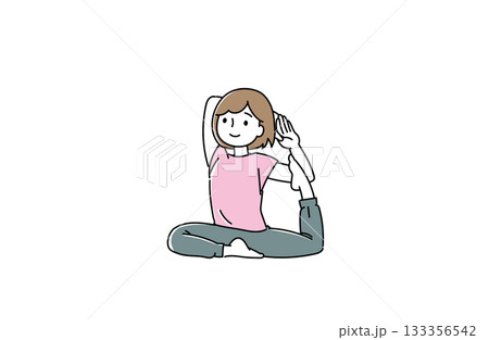 難易度が高いヨガのポーズをする女性 難易度が高いヨガのポーズをする女性 133356542