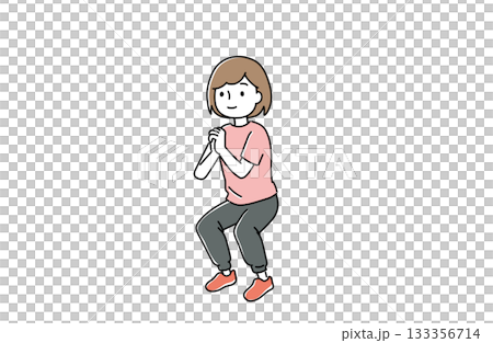 スクワットをする女性のイラスト 133356714