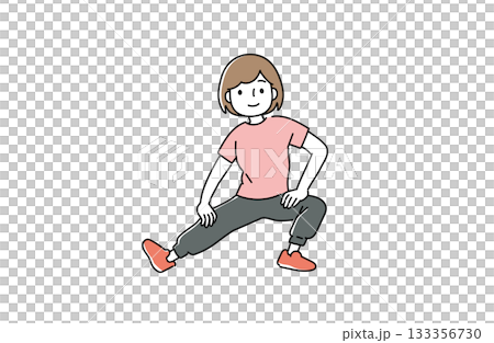 圖解：一名女子正在做彎腰運動 133356730