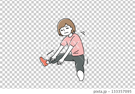 体が硬くて開脚前屈に苦戦する女性のイラスト 体が硬くて開脚前屈に苦戦する女性のイラスト 133357095