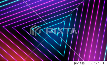 neon abstract futuristic triangle background with glowing cyan blue magenta lines forming a geometric tunnel in a digital space for vibrant modern design visuals 133357101