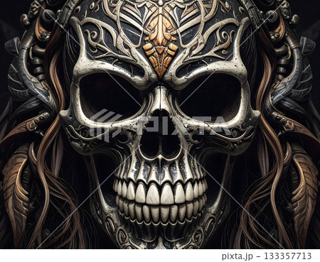 トライバルな模様の頭蓋骨 トライバルな模様の頭蓋骨 133357713