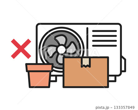 室外機の前に物を置いているアイコンイラスト 133357849