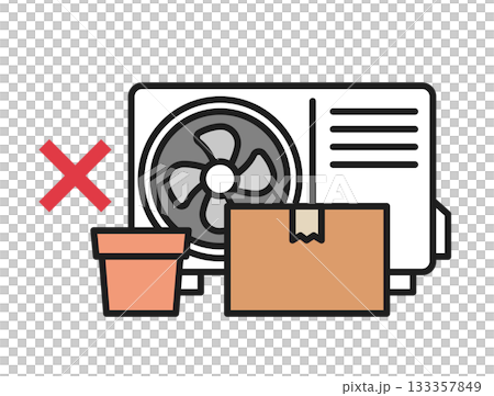 室外機の前に物を置いているアイコンイラスト 133357849