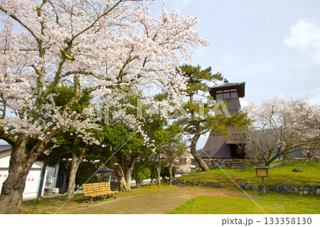 出石城跡・辰鼓楼(しんころう)と桜風景 出石城跡・辰鼓楼(しんころう)と桜風景 133358130