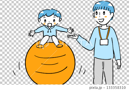 運動療育で体幹トレーニングをする子ども 133358310