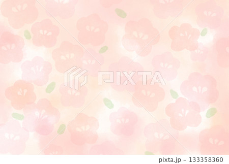 ピンクのかわいい水彩の梅の花の背景イラスト 133358360
