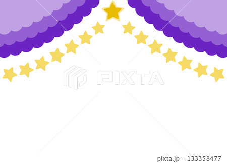紫色のフリルのカーテンと星 133358477