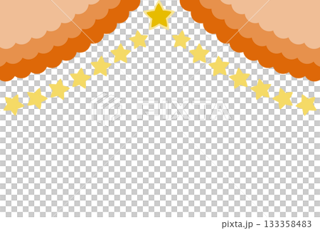 橙色褶邊窗簾和星星 橙色褶邊窗簾和星星 133358483