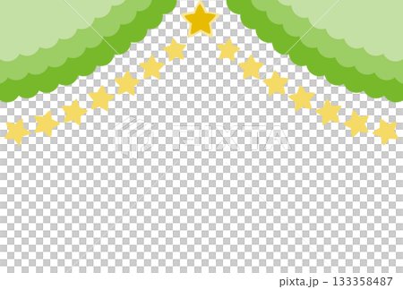 黃綠色褶皺窗簾和星星 133358487