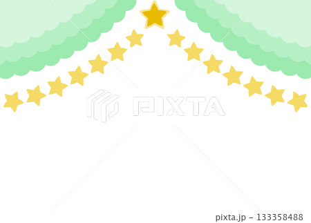 薄い緑色のフリルのカーテンと星 133358488