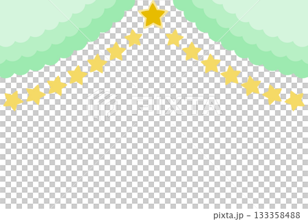 淺綠色褶皺窗簾和星星 133358488