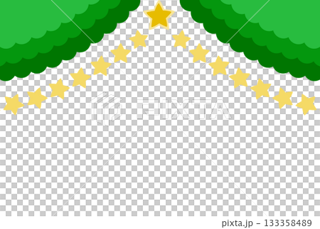 綠色褶邊窗簾和星星 綠色褶邊窗簾和星星 133358489