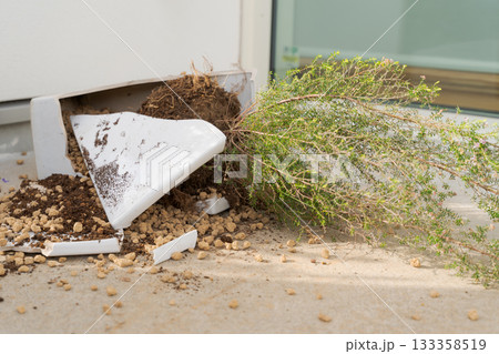 割れた植木鉢 133358519