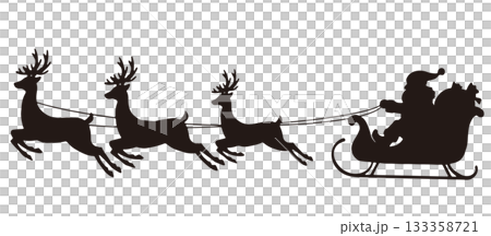 馴鹿和聖誕老人的剪影 133358721