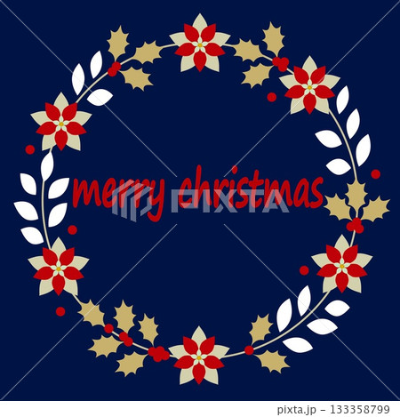 メリークリスマス　merry christmas　クリスマスリース　フレーム 133358799