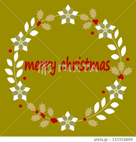 メリークリスマス　merry christmas　クリスマスリース　フレーム 133358809