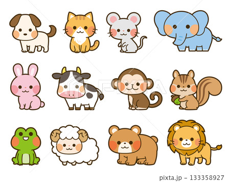 かわいい動物イラストセット1 133358927