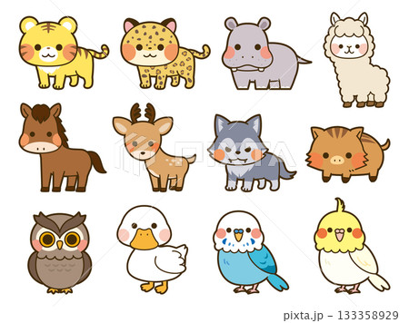 かわいい動物イラストセット3 かわいい動物イラストセット3 133358929