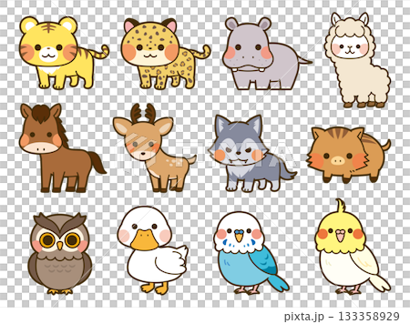 かわいい動物イラストセット3 かわいい動物イラストセット3 133358929