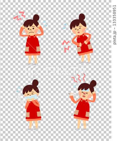 体調不良の女性　セット 133358951