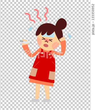 Woman with fever Woman with fever 133358952