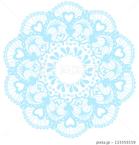 薄い水色のハート模様の混ざったレース 133359159