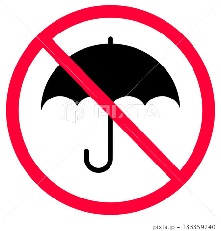 Prohibited umbrella icon. No umbrella symbol. Umbrella not allowed. 133359240