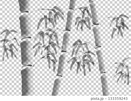 竹墨畫插圖（水墨畫、日式風格、日本畫） 133359243