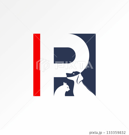 Initial P font block negative space animal dog and cat pet clinic shop puppy logo design graphic concept creative premium vector stock image top sell 133359832